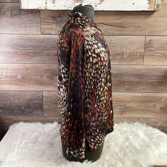 Miami International Ladies Vintage 70’s Button Up Dress Shirt Sz Small Brown - Picture 3 of 6